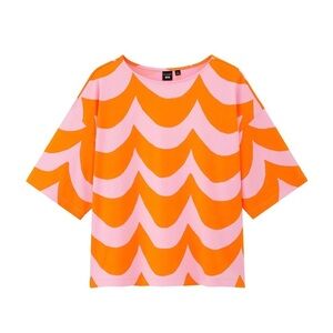 Uniqlo x Marimekko orange & pink print top M